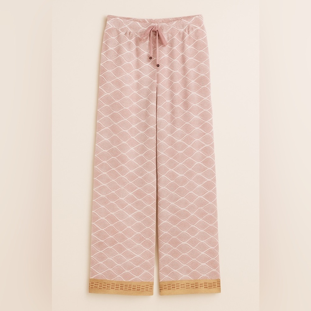 Pink/White Lounge Pants Panamas w Travel Pouch Guagoa Green Label NWT L #1649